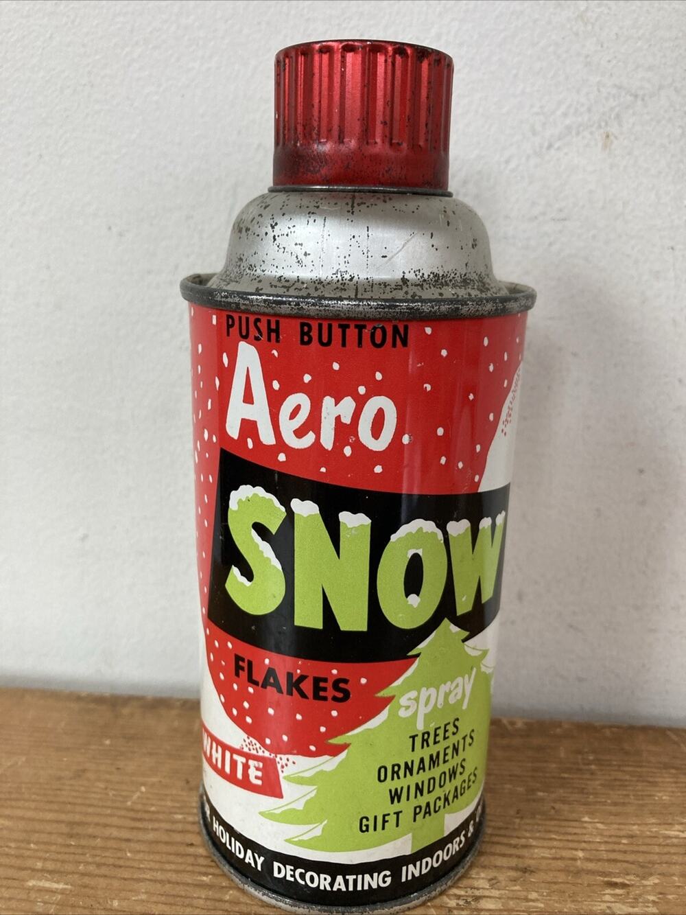 Vtg Mid Century Spray Aero Snow Christmas Holiday Winder Paint Can Boyle Midway